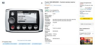 Fusion MS-NRX200I Control Remoto Marino para radio