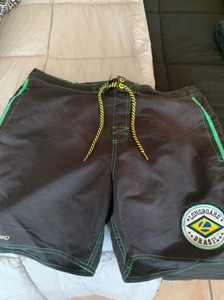 Bañador Longboard Brasil Negro y Verde