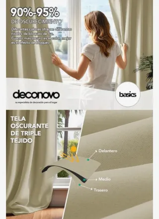 Deconovo Cortinas Opacas de Salón Térmica Aislante