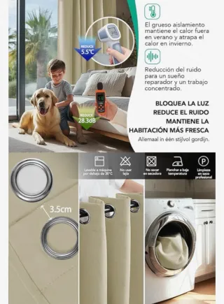 Deconovo Cortinas Opacas de Salón Térmica Aislante