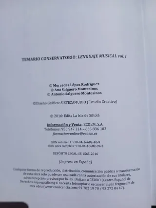 Temario oposiciones Lenguaje Musical Conservatorio