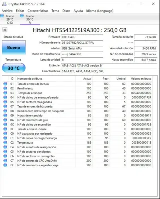 Disco Duro Portátiles-USB, Hitachi, 250GB, SATA