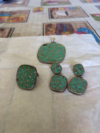 Conjunto Tous Plata y Turquesa