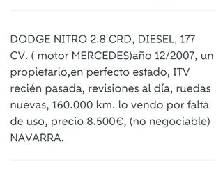 Dodge Nitro Negro (información en fotos.)