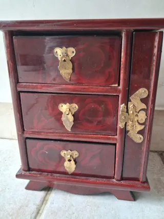 Portagioie cinese vintage legno e ottone