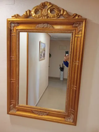 Espejo Clásico Madera Dorado 86x5x133