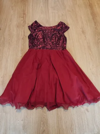 Vestido fiesta burdeos lentejuelas T M