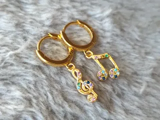 Pendientes aro musicales plata de ley