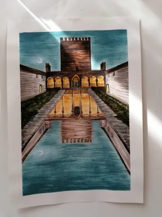 Illustrazione originale "Granada" con aqua markers
