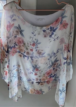 Blusa gasa estampado flores T única Sin estrenar !