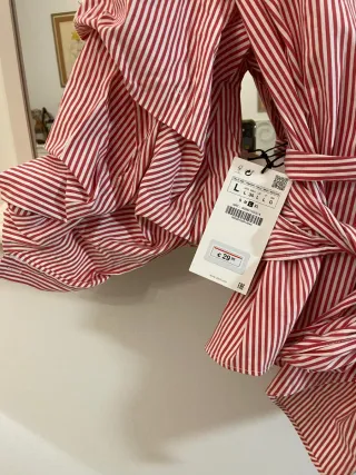 Camisa cruzada rayas roja y blanca Talla L