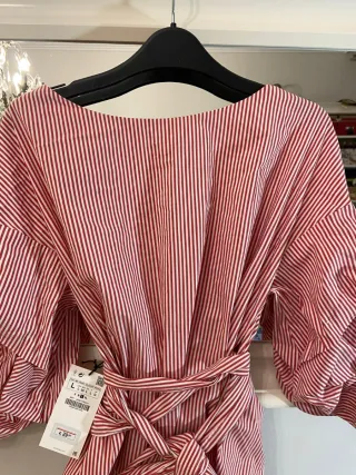 Camisa cruzada rayas roja y blanca Talla L