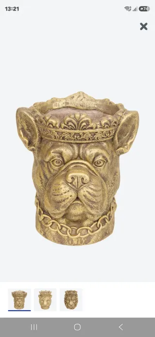 Portavasi Bulldog Francese Corona e Catena Dorata