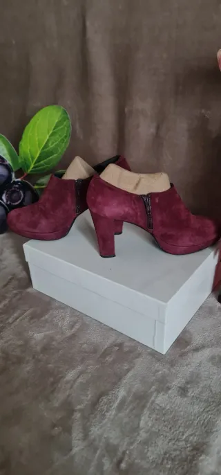 Botines L'orena Burdeos Tacon Plataforma