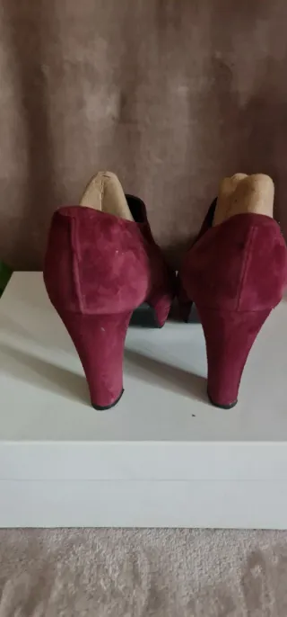 Botines L'orena Burdeos Tacon Plataforma