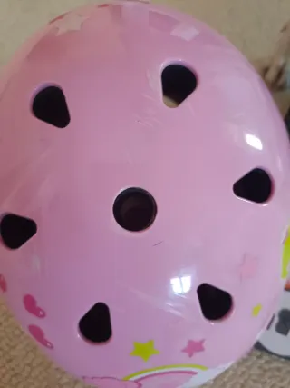 Casco y protecciones patinaje infantil rosa