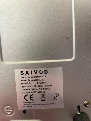 Horno Eléctrico Negro 23L