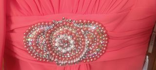 Vestido Alchera Coral con Pedrería