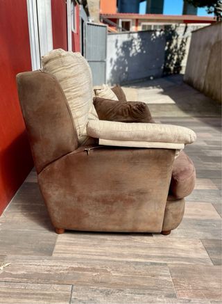 Sofá 3 plazas bicolor tela con 4 cojines