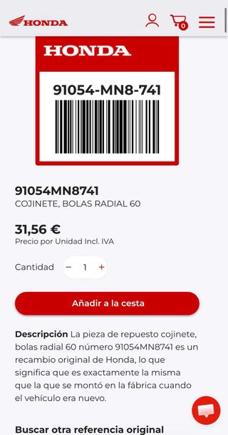 Cojinetes rueda delantera CBR 600 RR originales