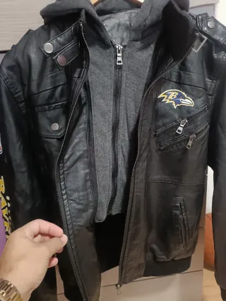 Chaqueta NFL Ravens Cuero Sintético Negra