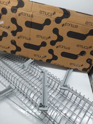 Emuca - Escurreplatos para módulos altos Suprastar, Escurridor de Platos y Vasos para Muebles de Cocina, módulo 900mm, Acero, Pi