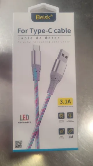 Cable Beisk Tipo C LED Rainbow 3.1A 1M