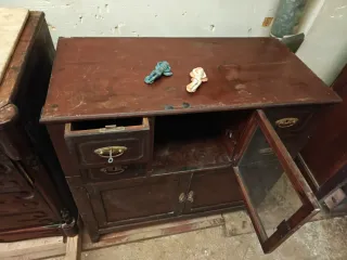Cómoda Cajonera Vintage Madera y Cristal