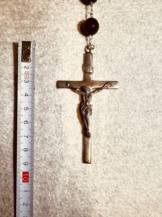 Rosario Azabache Plata Cruz Crucifijo