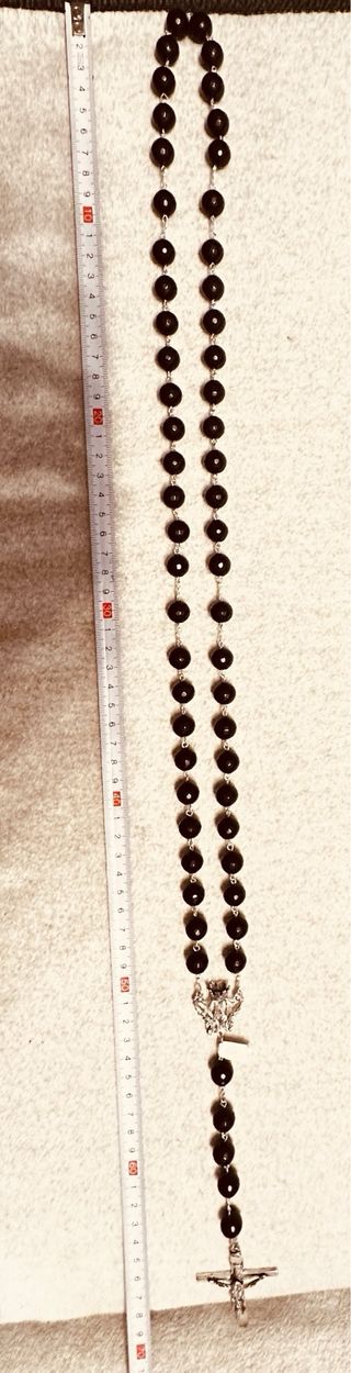 Rosario Azabache Plata Cruz Crucifijo