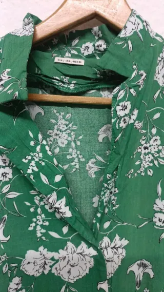 Vestido maxi floral verde talla M
