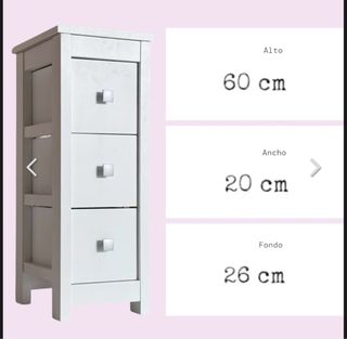 Mesita auxiliar 3 cajones rosa y blanco