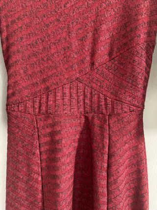 Vestido tejido Bershka rojo cintura plisada