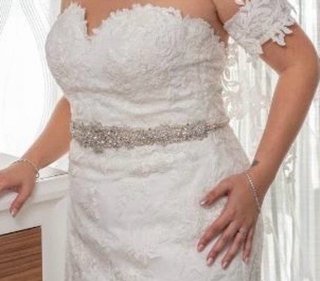 Cinturón Novia Pronovias Plata y Blanco