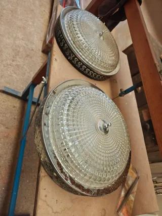 2 Apliques de Luz Techo Cristal y Metal