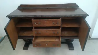 Conjunto mesa, aparador y 4 sillas vintage años 50