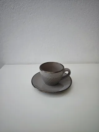 Conjunto 4 Chávenas Cerâmica Vintage Cinza