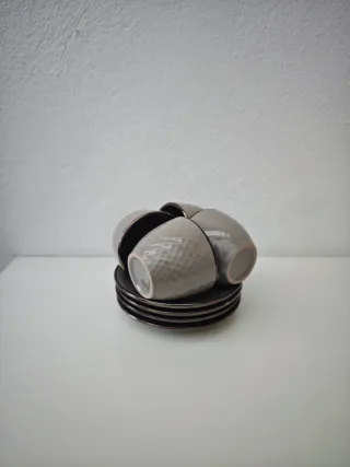 Conjunto 4 Chávenas Cerâmica Vintage Cinza