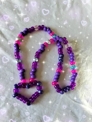 Collar Kandi Corazón Morado y Rosa