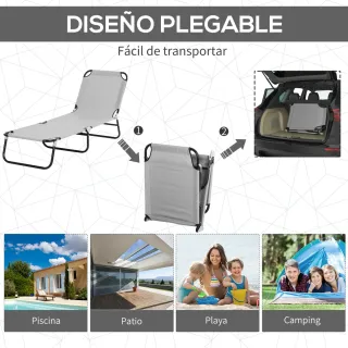 Tumbona Plegable Jardín con Toldo