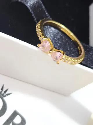 Anillo Lazo Rosa Brillante Pandora. Talla 52