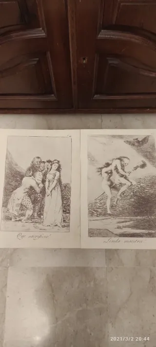 Due litografie di Goya: 'Que sacrificio' e 'Linda maestra'