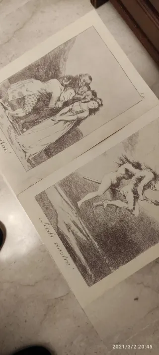 Due litografie di Goya: 'Que sacrificio' e 'Linda maestra'