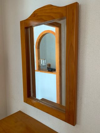 Mueble recibidor madera con espejo