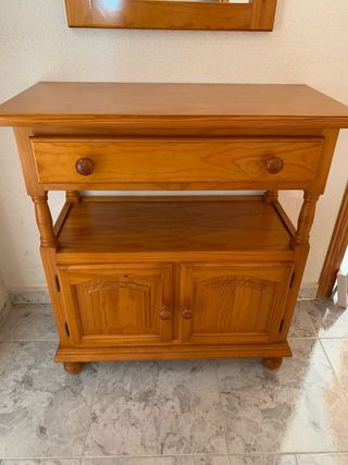 Mueble recibidor madera con espejo