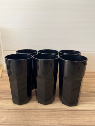 Juego 6 Vasos Negros Cristal