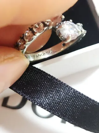 Anillo Pandora Banda Brillante Superpuesta. T 54