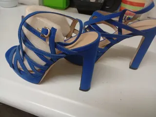 Sandalias azules tacón alto talla 37