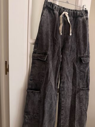 Vaqueros cargo denim negros talla 40 colombianos