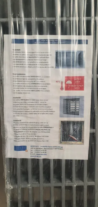 Rejilla intumescentes  corta fuegos